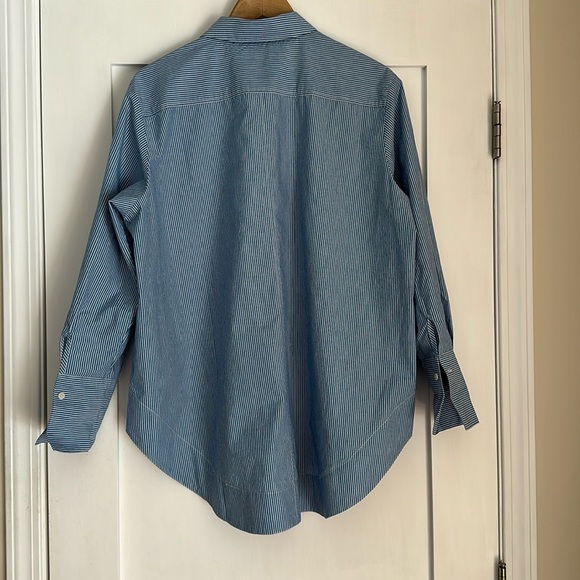 Armed Angels current season blue fine pinstriped cotton shirt. Size Small - Picture 2 of 10